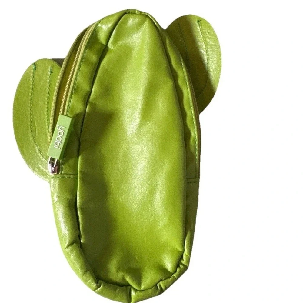 Yoobi Cactus Pencil Case Lime Green Faux Leather Novelty Pouch Desert Aesthetic